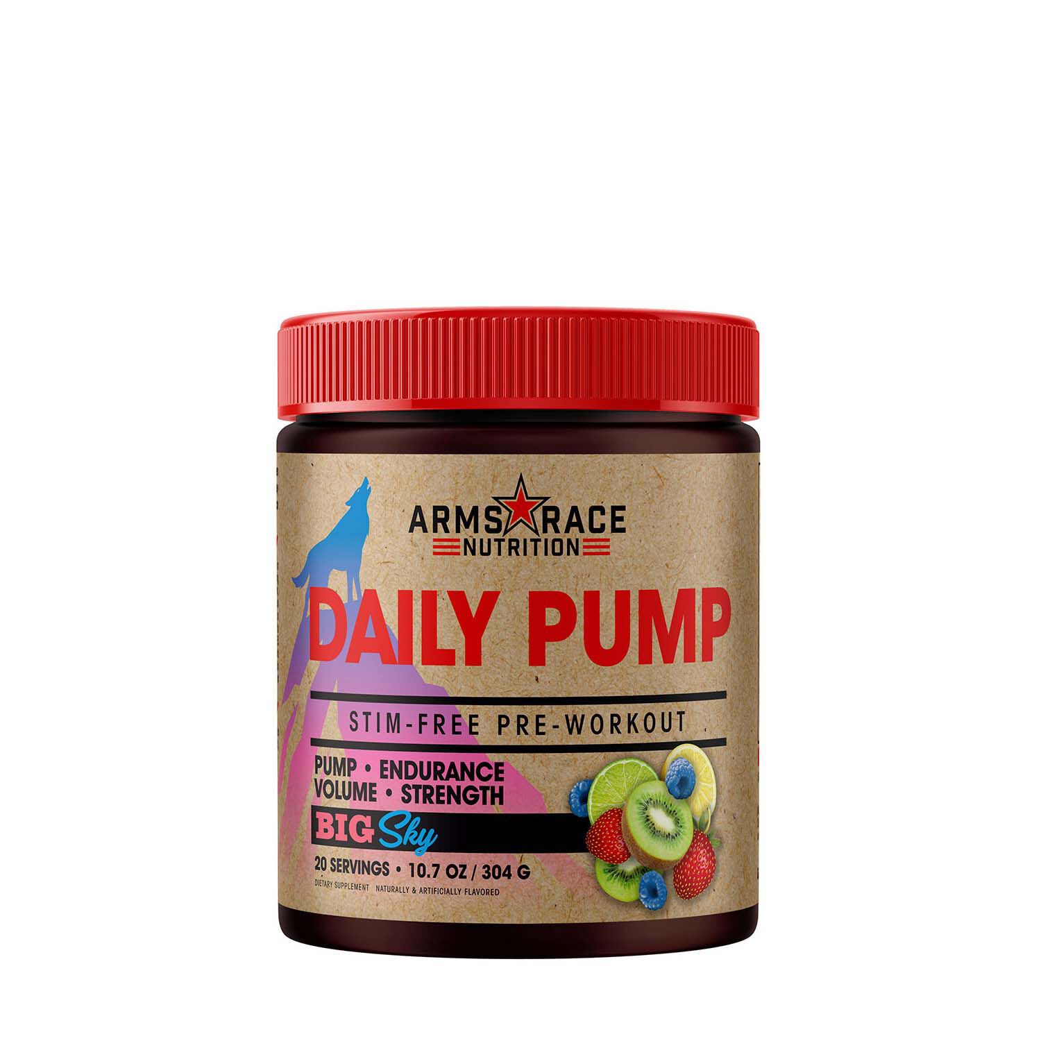 Arms Race Daily Pump Pre Workout Without Caffeine Big Sky